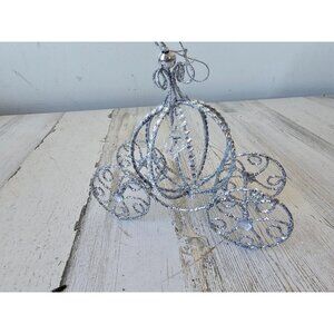 Glitter Cinderella carriage‎ silver ornament sparkle Xmas tree